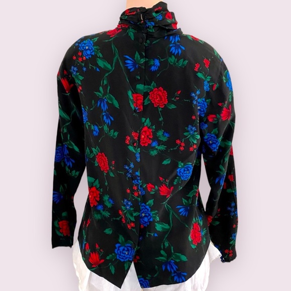 Vintage Alcott & Andrews 100% Silk Bright Floral Blouse Size 6 - Picture 7 of 7
